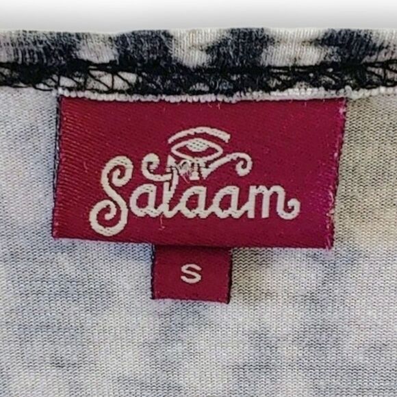 Salaam Black White Retro 90s Fit Flare Babydoll Tunic Dress Top Womens Small - Picture 5 of 7